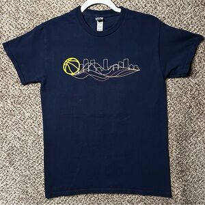 Navy Denver nuggets Graphic Skyline T-Shirt with Yellow Accent